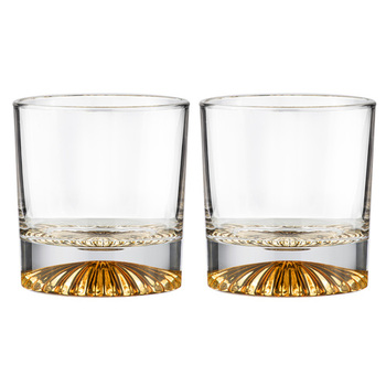 2PK Enzo Crystal Gold Clear 250ml Whisky Glass Cup
