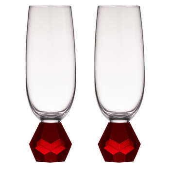 2PK Zhara Crystal 200ml Champagne Glass Drinkware - Ruby