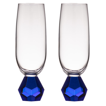 2PK Zhara Crystal 200ml Champagne Glass Drinkware - Sapphire