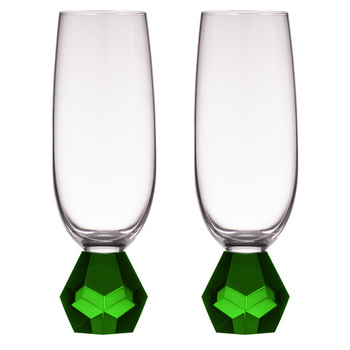 2PK Zhara Crystal 200ml Champagne Glass Drinkware - Emerald
