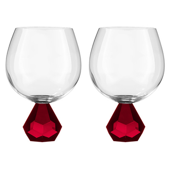 2PK Zhara Crystal 500ml Gin Glass Cup Drinking Glasses - Ruby