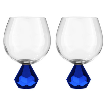 2PK Zhara Crystal 500ml Gin Glass Cup Drinking Glasses - Sapphire