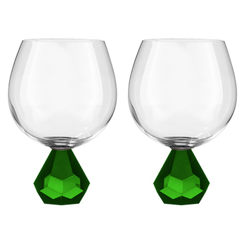 2PK Zhara Crystal 500ml Gin Glass Cup Drinking Glasses - Emerald
