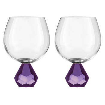2PK Zhara Crystal 500ml Gin Glass Cup Drinking Glasses - Amethyst