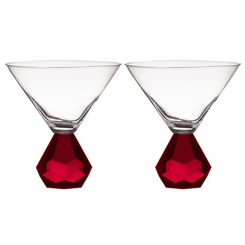 2PK Zhara 200ml Martini Glass Cocktail Drinkware Cup - Ruby