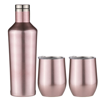 3pc Aurora Portable 750ml Wine Bottle & 350ml Tumbler Gift Set - Blush