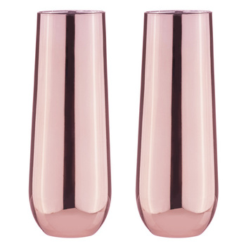 2PK Aurora 500ml Stemless Champagne Glass Cup - Rose