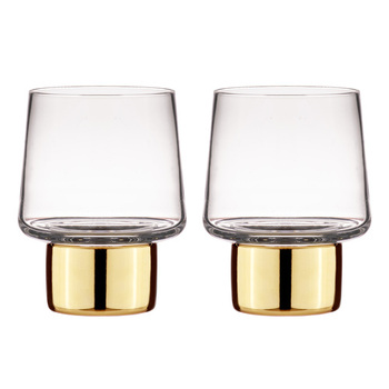 2PK Aurora Clear 200ml Glass Tumbler Cup Set - Gold