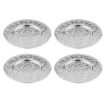 4PK Spencer Hammered 13cm Metallic Coaster Set - Silver