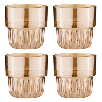 4pc Tempa Skye Gold Lowball Glass Drinking Tumblers 8.5x8.5x8.5cm