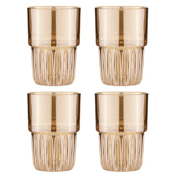 4pc Tempa Skye Gold Highball Glass Drinking Tumblers 8.5x8.5x12cm