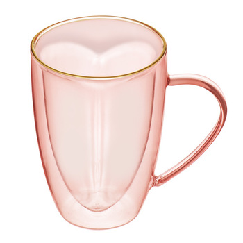 Amour Pink Tinted Clear Double Walled Drinking Glass/Mug/Jug 