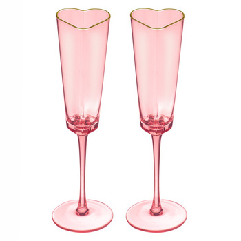 2pc Amour Pink Tinted Champagne Glassware / Drinking Glasses