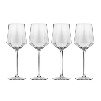 4PK Tempa Jaxon Clear Geometric Wine Drinking Glasses 24cm