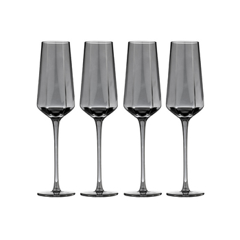 4PK Tempa Jaxon Charcoal Geometric Champagne Drinking Glasses 26cm