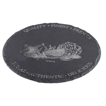 Tempa Tuscany Food Serving Slate Lazy Susan 30x30x2cm Black