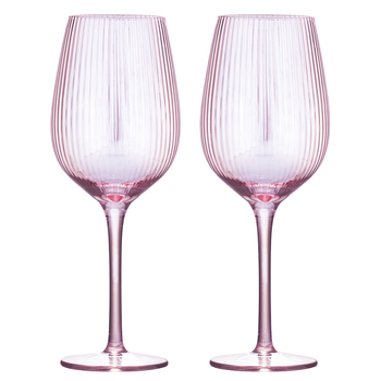 2pc Tempa Thalia 420ml Stemmed Crystal Wine Glass - Pink Quartz