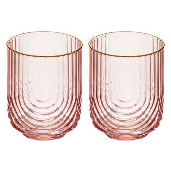 2pc Tempa Florence 420ml Lowball Glass Tumbler - Opulent Pink