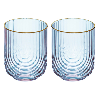 2pc Tempa Florence 420ml Lowball Glass Tumbler - Tranquil Blue