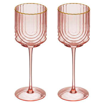 2pc Tempa Florence 350ml Stemmed Wine Glass - Opulent Pink