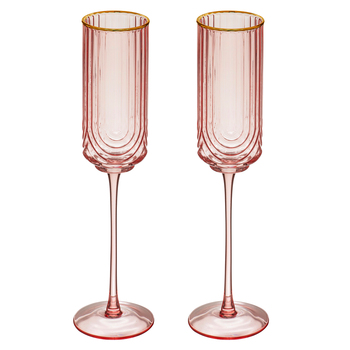 2pc Tempa Florence 230ml Champagne Flute Glass - Opulent Pink