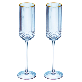 2pc Tempa Florence 230ml Champagne Flute Glass - Tranquil Blue