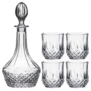 5pc Tempa Jasper Whisky Glass & Bottle Set - Clear
