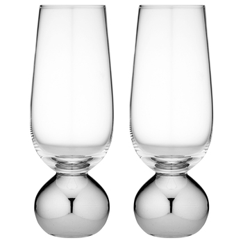 2pc Tempa Astrid 275ml Crystal Champagne Glass Set - Silver