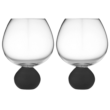 2pc Tempa Astrid 600ml Crystal Gin Glass Set - Matte Black