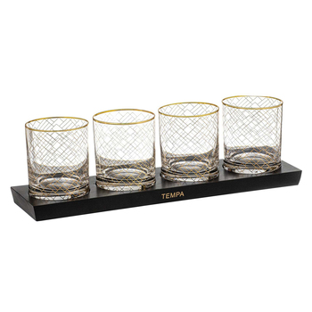 4pc Tempa Winston Spirits Tasting Flight 305ml Glass Tumbler w/ Storage