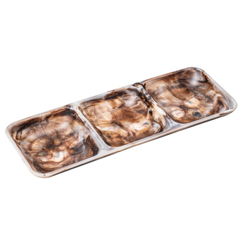 Tempa Marlow 3-Part Rectangle 41cm Polyresin Serving Tray - Espresso