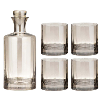 5pc Tempa Ava Crystal Whisky Glasses/Decanter Set - Champagne