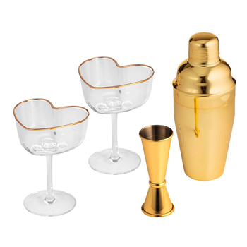 4pc Tempa Amour Cocktail Cup/Jigger/Shaker Set - Clear/Gold