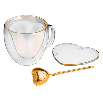 3pc Tempa Amour Tea Set 305ml Cup/Infuser/Saucer - Clear
