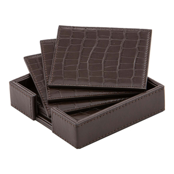 6PK Tempa Giovanni Square PU Drink Coaster Set - Chocolate