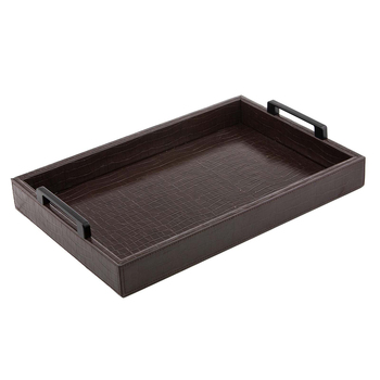 Tempa Giovanni PU/MDF 48x24cm Tray Large Rectangle - Chocolate