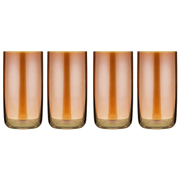 2x 2pc Tempa Verity Highball Tumbler Drinking Glass Set - Amber