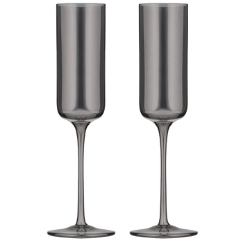 2pc Tempa Verity Champagne Crystal Glass Set - Smoke