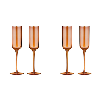 2x 2pc Tempa Verity Champagne Crystal Glass Set - Amber
