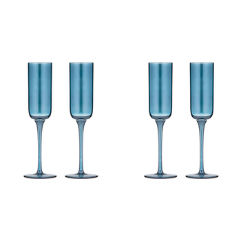 2x 2pc Tempa Verity Champagne Crystal Glass Set - Sapphire
