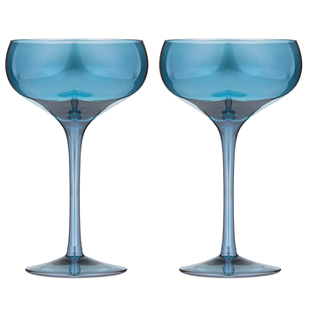 2pc Tempa Verity Drinking Crystal Stemware Coupe Glass Set - Sapphire