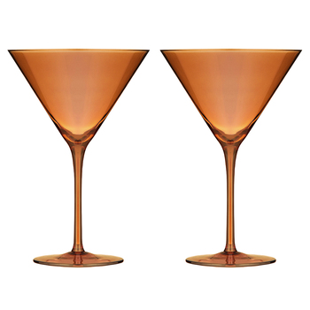 2pc Tempa Verity Drinking Crystal Stemware Martini Glass Set - Amber