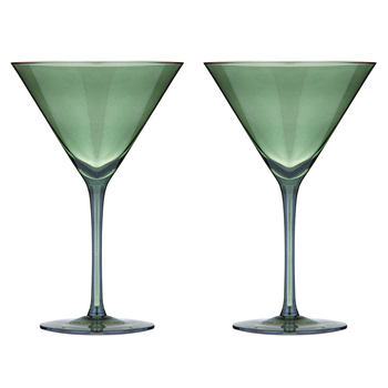 2pc Tempa Verity Drinking Crystal Stemware Martini Glass Set - Fern