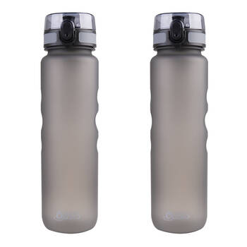 2PK Oasis Tritan Ergonomic Textured Sports Water Drinking Bottle 1L Graphite
