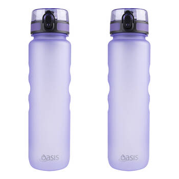 2PK Oasis Tritan Ergonomic Textured Sports Water Drinking Bottle 1L Lilac