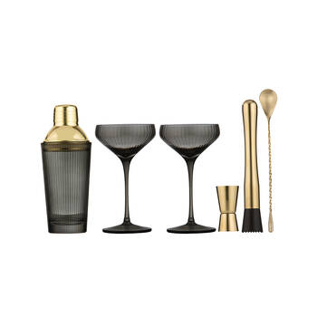 Tempa Cyrus Ultimate Thin Ribbed Cocktail Drink Making Set Charcoal