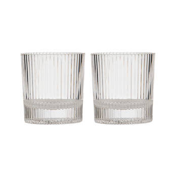 2pc Tempa Cyrus Thin Ribbed Whisky Drinking Glasses Set Clear