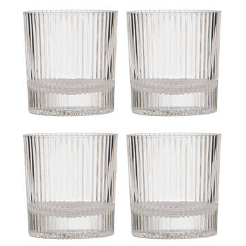 2x 2pc Tempa Cyrus Thin Ribbed Whisky Drinking Glasses Set Clear