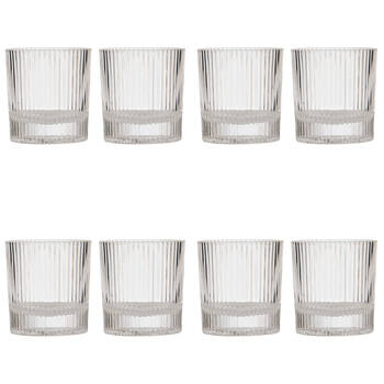 4x 2pc Tempa Cyrus Thin Ribbed Whisky Drinking Glasses Set Clear