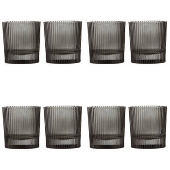 4x 2pc Tempa Cyrus Thin Ribbed Whisky Drinking Glasses Set Charcoal